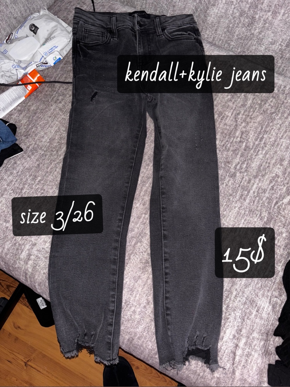 Kendall & Kylie Charcoal Black Ankle Crop Jeans